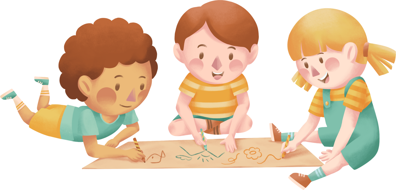 Children Drawing Together