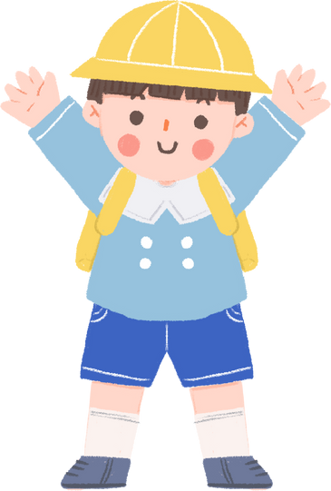 cute boy raise hand kindergarten uniform