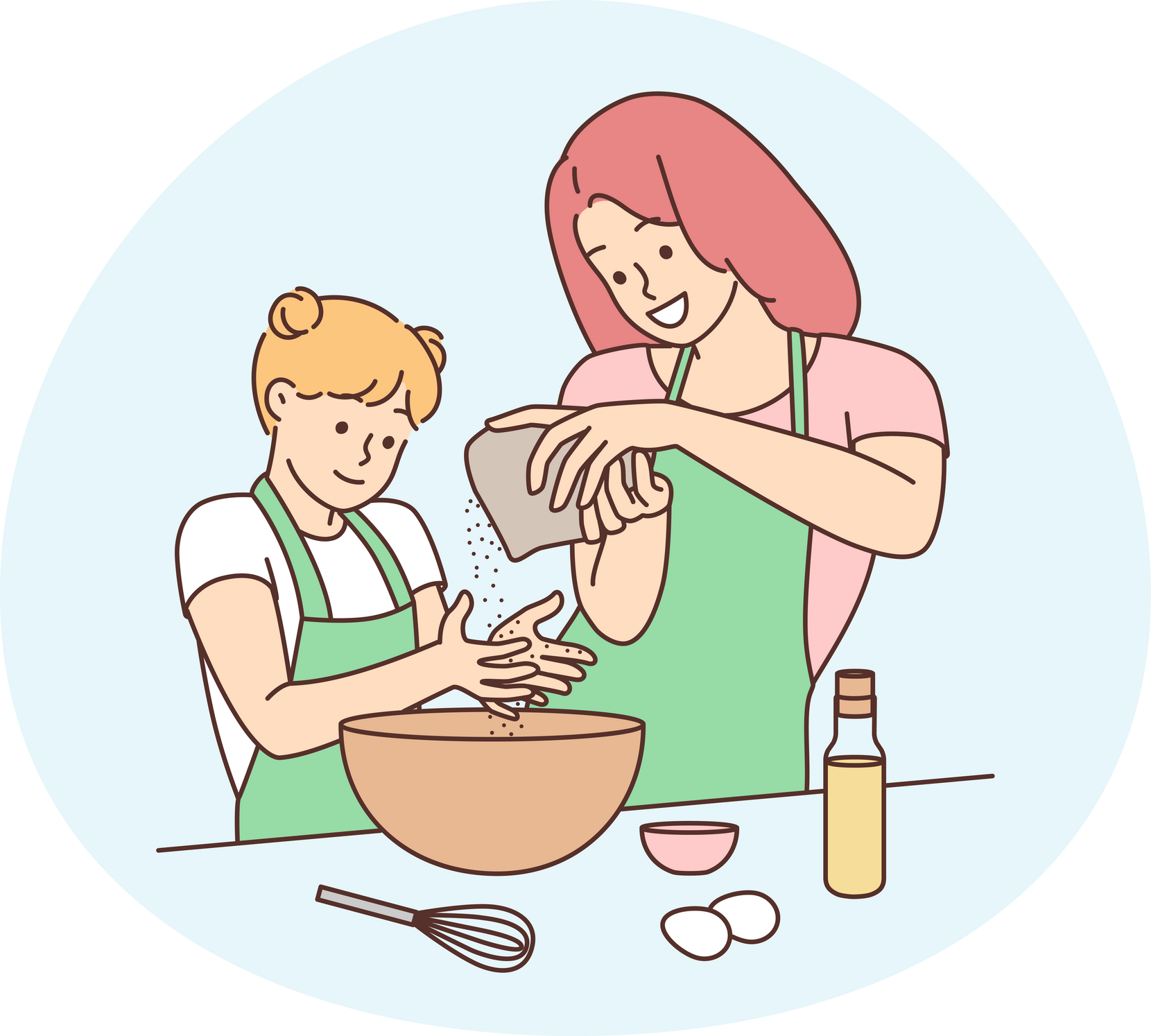 Happy mother and daughter cooking together